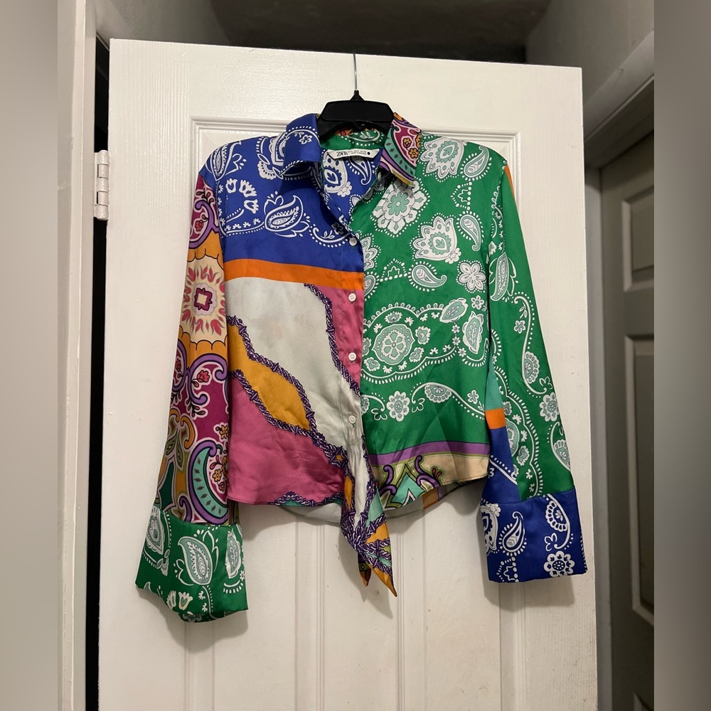 Zara Vibrant Shirt in Blue and Green